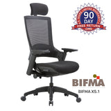 CLATINA 247 Ergonomic High Swivel Executive Chair with Adjustable Height Head 3D Arm Rest Lumbar Support and Upholstered Back for Home Office Black