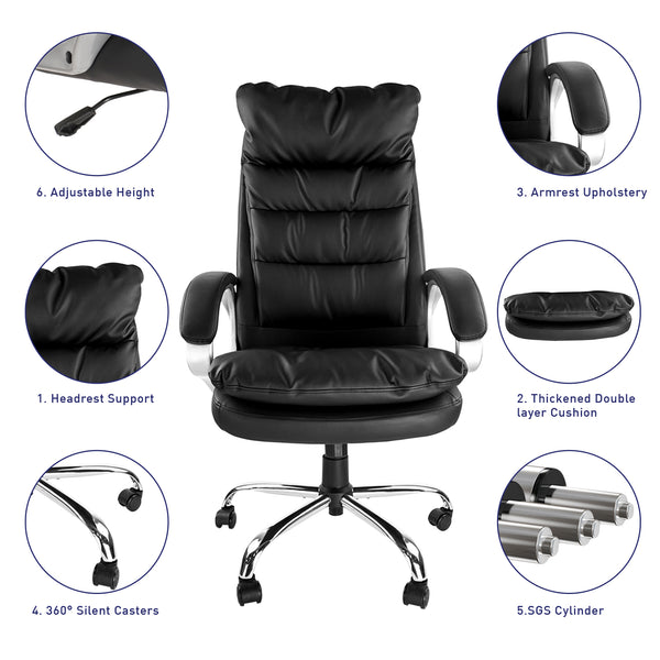 CLATINA Ergonomic Big and Tall Executive Office Chair with Upholstered –  FURNGO