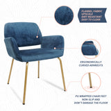 NOVIGO Dining Room Chair Kitchen Chair with Velvet Upholstered Cushion Arms Comfy Back Gold Leg Mid Century Modern Dining Chairs for Kitchen Dining Room Blue Teal