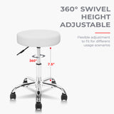 KLASIKA Round Rolling Stool Swivel with Wheels Adjustable Height Heavy Duty Wide Seat Drafting Stool Chair for Office Salon Massage Spa Medical Tattoo Beauty