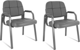 CLATINA Waiting Room Guest Chair with Bonded Leather Padded Arm Rest for Office Reception and Conference Desk Black