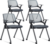 CLATINA Tablet Arm Chair with Caster Wheels Mesh Guest Nesting Stacking for Office School Classroom Training Conference Waiting Room