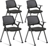 CLATINA Tablet Arm Chair with Caster Wheels Mesh Guest Nesting Stacking for Office School Classroom Training Conference Waiting Room