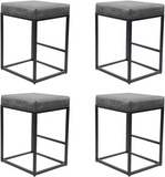 CLATINA Counter Height 24” Bar Stool Counter Backless Upholstered Square Barstools Leather Stools with Footrest for Home Kitchen Bar Party Farmhouse, Grey