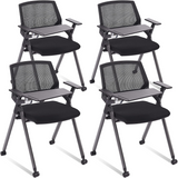 CLATINA Tablet Arm Chair with Caster Wheels Mesh Guest Nesting Stacking for Office School Classroom Training Conference Waiting Room