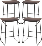 Bar Stool Counter Height Stools with Footrest, Rectangular Bar Chairs, Upholstered PU Leather Metal Frame Stackable Backless Barstools for Kitchen Island, Dining Room, Cafe, Black