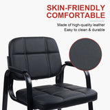 KLASIKA Office Guest Chair Reception Chair with Leather Bonded Padded Arm Rest Non Slip Desk Chair for Reception Conference Waiting Room Side Office Home Black