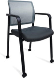 CLATINA Mesh Back Stacking Arm Chairs with Upholstered Fabric Seat and Ergonomic Lumber Support for Office School Church Guest Reception Black