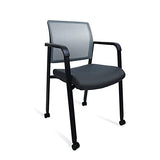 CLATINA Mesh Back Stacking Arm Chairs with Upholstered Fabric Seat and Ergonomic Lumber Support for Office School Church Guest Reception Black