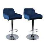 Modern Velvet Upholstered Bar Stools Swivel 360° Adjustable Barstools with Footrest and Backrest Suitable for Bars Counters Galleries Studios Barstools Bar Height Blue