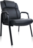 CLATINA Leather Guest Chair with Padded Arm Rest for Reception Meeting Conference and Waiting Room Side Office Home Black