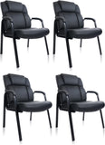 CLATINA Leather Guest Chair with Padded Arm Rest for Reception Meeting Conference and Waiting Room Side Office Home Black