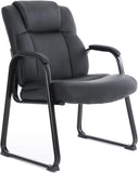 CLATINA Leather Guest Chair with Padded Arm Rest for Reception Meeting Conference and Waiting Room Side Office Home Black