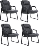 CLATINA Leather Guest Chair with Padded Arm Rest for Reception Meeting Conference and Waiting Room Side Office Home Black