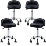 Rolling Swivel Stool with Wheels Cushion Backrest Height Adjustable Massage Chair Reading Vanity Barber Pedicure Spa Leather Salon Chair Tattoo Stool(Black)