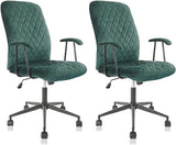 Office Chair Computer Chair with Leather Upholstered Backrest Padded Armrest Wheels Adjustable Swivel Mid Century Modern Desk Chair for Home Desk Bedroom Computer Green