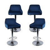 Modern Velvet Upholstered Bar Stools Swivel 360° Adjustable Barstools with Footrest and Backrest Suitable for Bars Counters Galleries Studios Barstools Bar Height Blue