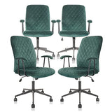 Office Chair Computer Chair with Leather Upholstered Backrest Padded Armrest Wheels Adjustable Swivel Mid Century Modern Desk Chair for Home Desk Bedroom Computer Green