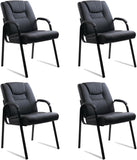 CLATINA Waiting Room Reception Guest Chair,PU Leather Office Desk Chair with Padded Arms No Wheels Braided lines textures design Lumbar Support for Home Desk Conference Room Lobby Meeting Black