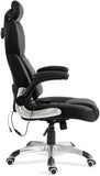 CLATINA Leather Executive Massage Office Chair with Point Vibration Lumbar Support,Ergonomic Computer Desk Chair with Adjustable Height and Flip-Up Arms for Home Office