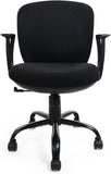 CLATINA Mid Back Office Desk Chair with Comfortable Thickened Seat Cushion Fabric Ergonomic Swivel Computer Task Chair with Armrest for Home Office Studying