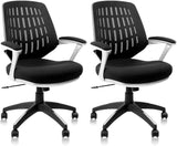 CLATINA Mid Back Office Desk Chair with Mesh and Stylish Comfortable Thickened Seat Lumbar Support for Home Computer Chair with Cushioned Armrest Black