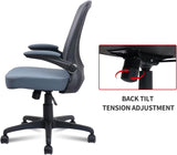 CLATINA Ergonomic Office Chair, Classic Executive Mesh Chair middle Back Desk Chair Breathable Swivel Computer Chair with Adjustable Lumbar Support and Flip up Armrest, for Home Office Conference Room