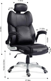 CLATINA Leather Executive Massage Office Chair with Point Vibration Lumbar Support,Ergonomic Computer Desk Chair with Adjustable Height and Flip-Up Arms for Home Office