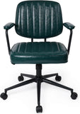 Office Chair Computer Chair with Leather Upholstered Backrest Padded Armrest Wheels Adjustable Swivel Mid Century Modern Desk Chair for Home Desk Bedroom Computer Green