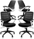 CLATINA Mid Back Office Desk Chair with Mesh and Stylish Comfortable Thickened Seat Lumbar Support for Home Computer Chair with Cushioned Armrest Black