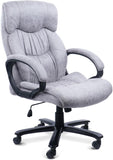 CLATINA Grey Ergonomic Big and Tall Executive Office Chair with Upholstered Swivel Adjustable Height Thick Padding Headrest and Armrest for Home Office