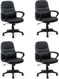 CLATINA Office Chair - Mid Back Leather Computer Desk Chair with Wheels, Ergonomic Executive Swivel Chair with Lumbar Support, Armrest for Home Office, Black