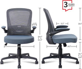 CLATINA Ergonomic Office Chair, Classic Executive Mesh Chair middle Back Desk Chair Breathable Swivel Computer Chair with Adjustable Lumbar Support and Flip up Armrest, for Home Office Conference Room