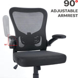 Desk Chairs with Wheels, Ergonomic Mesh Office Chair Adjustable Height and Swivel Lumbar Support Home Office Chair with Flip Up Armrests