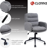 CLATINA Upholstered Home Office Chair Ergonomic Computer Chairs Adjustable Modern Mid Back Swivel Rolling DeskChair with Rocking Backrest for Home Office Reception Executive Chair, Grey 1PACK