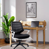 CLATINA Mid Back Office Desk Chair with Mesh and Stylish Comfortable Thickened Seat Lumbar Support for Home Computer Chair with Cushioned Armrest Black