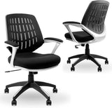 CLATINA Mid Back Office Desk Chair with Mesh and Stylish Comfortable Thickened Seat Lumbar Support for Home Computer Chair with Cushioned Armrest Black