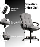 CLATINA Fabric Home Office Desk Chair, Mid-Back Computer Chair with Double Seat Cushion and Comfortable Padded Armrest, Swivel Task Chair Ergonomic, Grey