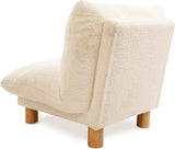 CLATINA Teddy Chair Low Legged Chair Lamb Cashmere Surface Rubber Wooden Feet Suitable for Kids and Pets Accent Chair White Fluffy Chair Teddy Barrel Chair
