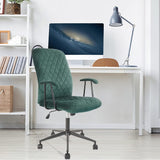 KLASIKA Green Velvet Office Chair Upholstered Home Leisure Desk Chair Vintage Mid-Back Computer Chair Tufted Swivel Chairs with Wheels for, Home Office Study Vanity, Dark Green