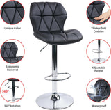 Modern PU Leather Upholstered Bar Stools Set of 2 Swivel 360° Adjustable Barstools with Footrest and Backrest Suitable for Bars Counters Galleries Studios Barstools Bar Height Black