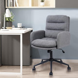CLATINA Upholstered Home Office Chair Ergonomic Computer Chairs Adjustable Modern Mid Back Swivel Rolling DeskChair with Rocking Backrest for Home Office Reception Executive Chair, Grey 1PACK