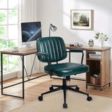 Office Chair Computer Chair with Leather Upholstered Backrest Padded Armrest Wheels Adjustable Swivel Mid Century Modern Desk Chair for Home Desk Bedroom Computer Green