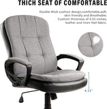 CLATINA Fabric Home Office Desk Chair, Mid-Back Computer Chair with Double Seat Cushion and Comfortable Padded Armrest, Swivel Task Chair Ergonomic, Grey