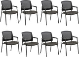 CLATINA Office Reception Guest Chair Mesh Back Stacking with Ergonomic Lumbar Support and Thickened Seat Cushion for Waiting Conference Room Black