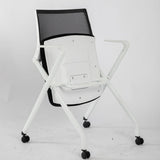 CLATINA Stackable Reception Guest Chair with Wheels, Ergonomic Mesh Lumbar Support Thickened Cushion,Foldable Conference Chair for Meeting Training Waiting Room