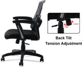 CLATINA Office Chair Desk Chair with Wheels Adjustable Mid Back Executive Comfort Swivel Task Chairs Padded Arms, Ergonomic Flip-up Lumbar Support(1pc)