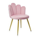 CLATINA Velvet Vanity Chair, Mid Century Modern Upholstered Chair with Back Support, Cute Living Room Chair with Gold Legs, Comfy Makeup Chair for Bedroom Dressing Study No Wheels, Pink