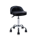 Rolling Swivel Stool with Wheels Cushion Backrest Height Adjustable Massage Chair Reading Vanity Barber Pedicure Spa Leather Salon Chair Tattoo Stool(Black)