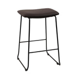 Bar Stool Counter Height Stools with Footrest, Rectangular Bar Chairs, Upholstered PU Leather Metal Frame Stackable Backless Barstools for Kitchen Island, Dining Room, Cafe, Black